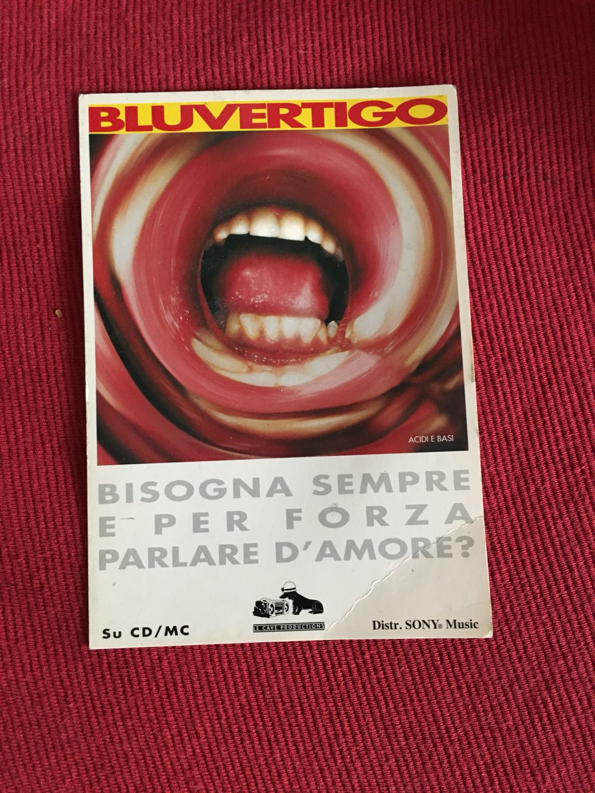 Cartolina promozionale "Acidi e Basi" primo album dei Bluvertigo (1995)